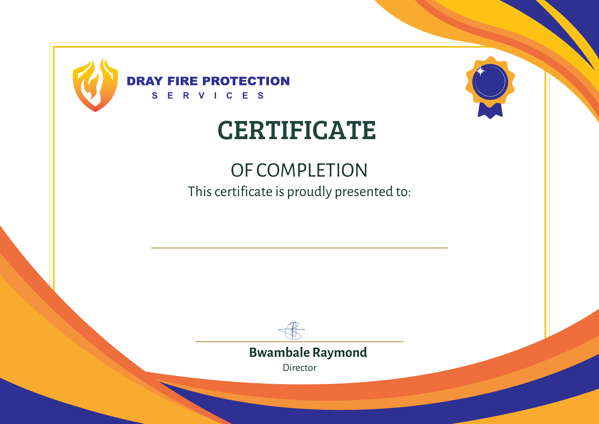 Sample certificate for BASIC FIRST AID AND CPR
